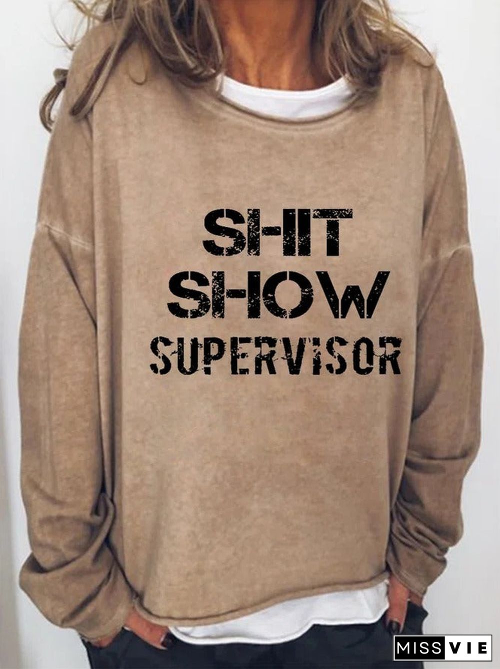 Shit Show Supervisor Casual Cotton Blends Round Neck Sweatshirt