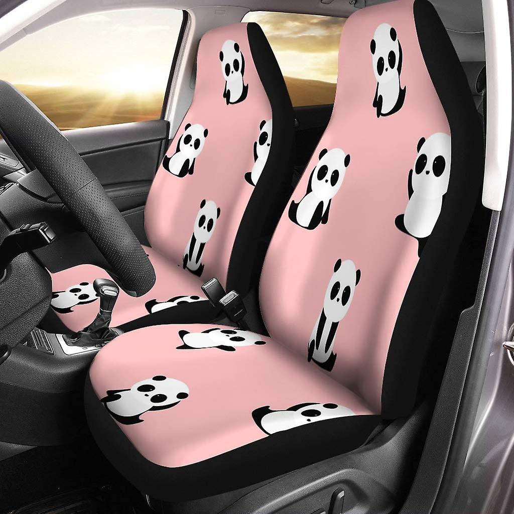 Set Of 2 Car Seat Covers Panda Bear Light Pink Universal Auto Front Seats Protector Fits For Car，suv Sedan，truck