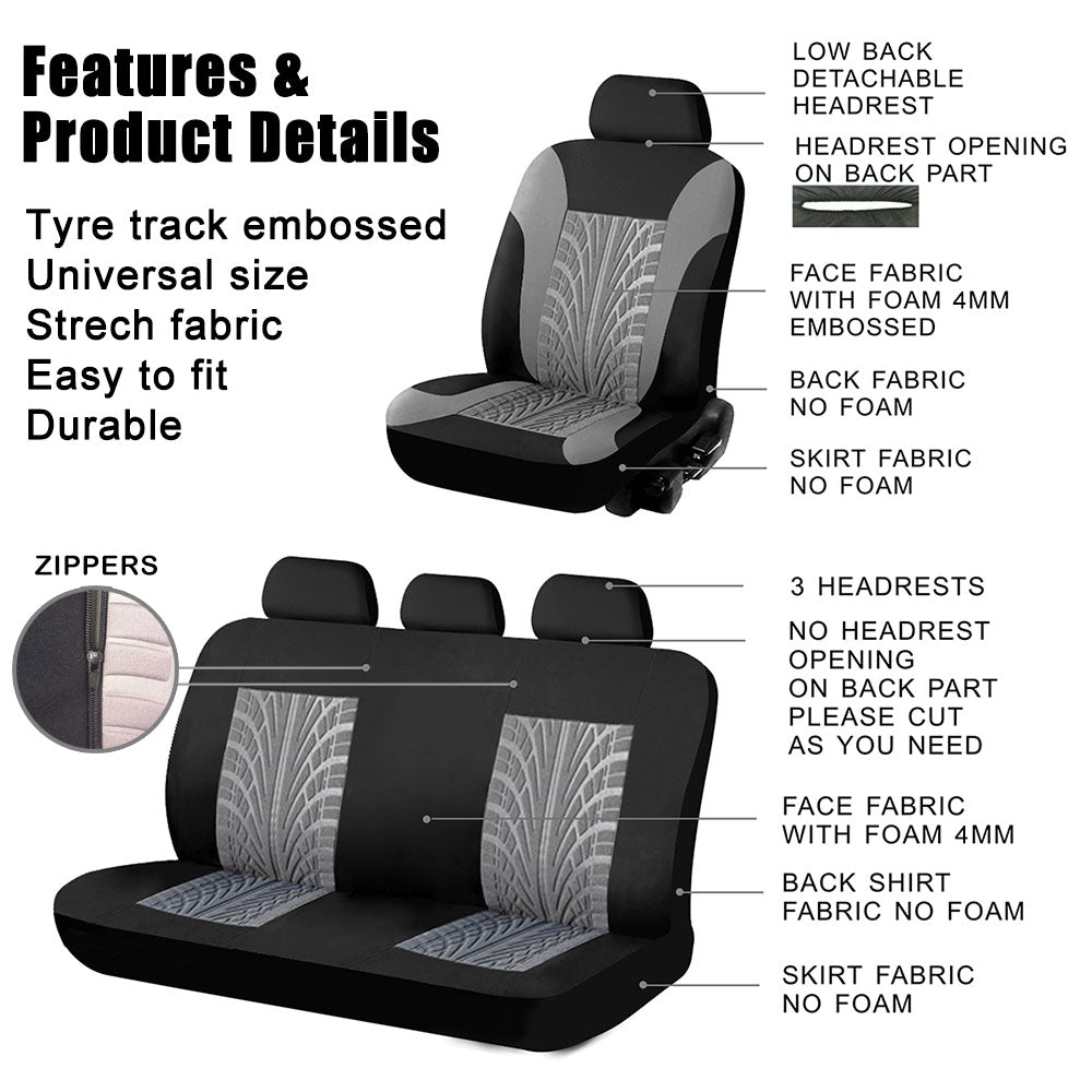 HOTBEST 9-piece Set Butterfly Styling Car Seat Covers， Full Set Front and Rear Universal Resistant Covers Set Elasticated Hems Compatible Washable Easy Fit