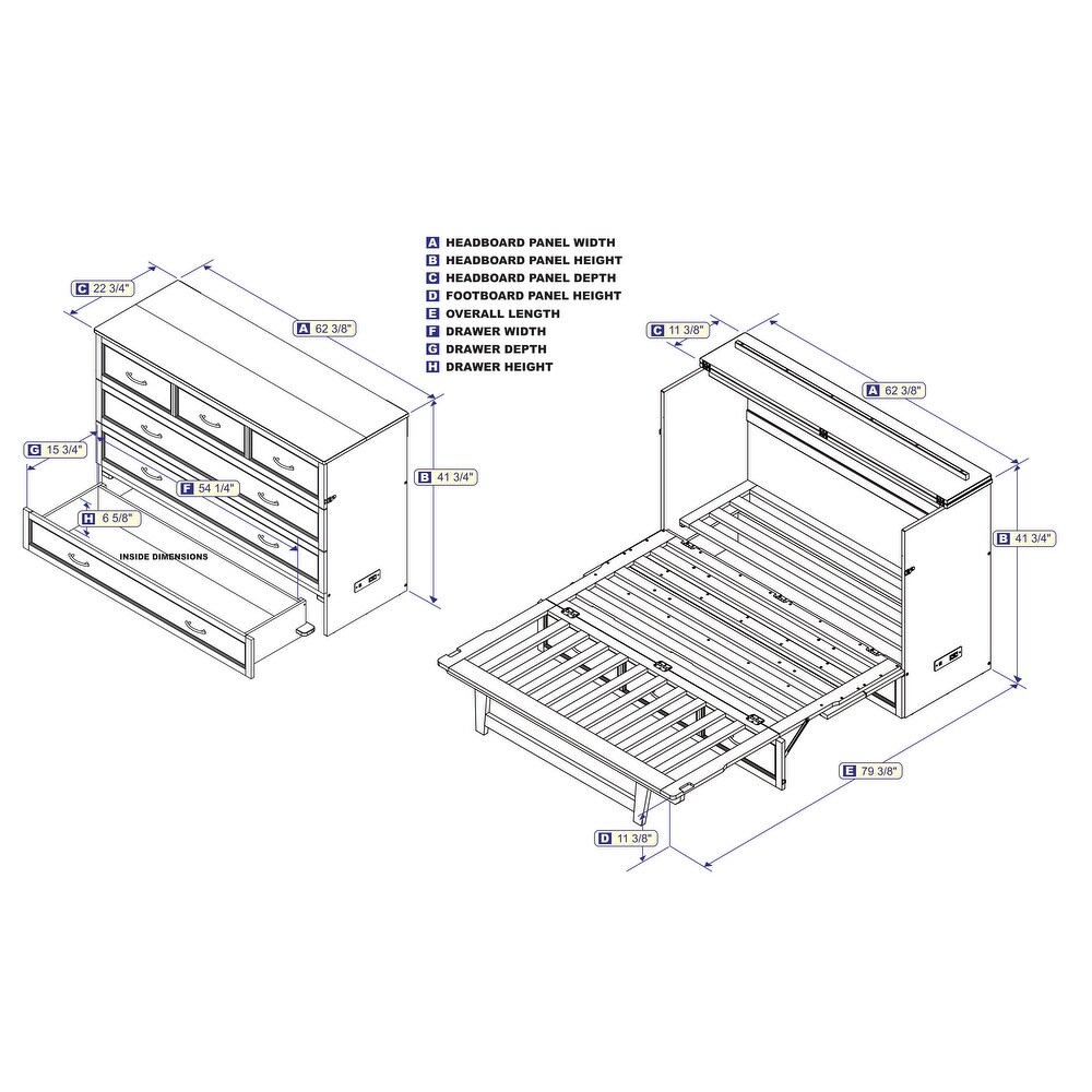 Northfield Queen Murphy Bed Chest in Driftwood