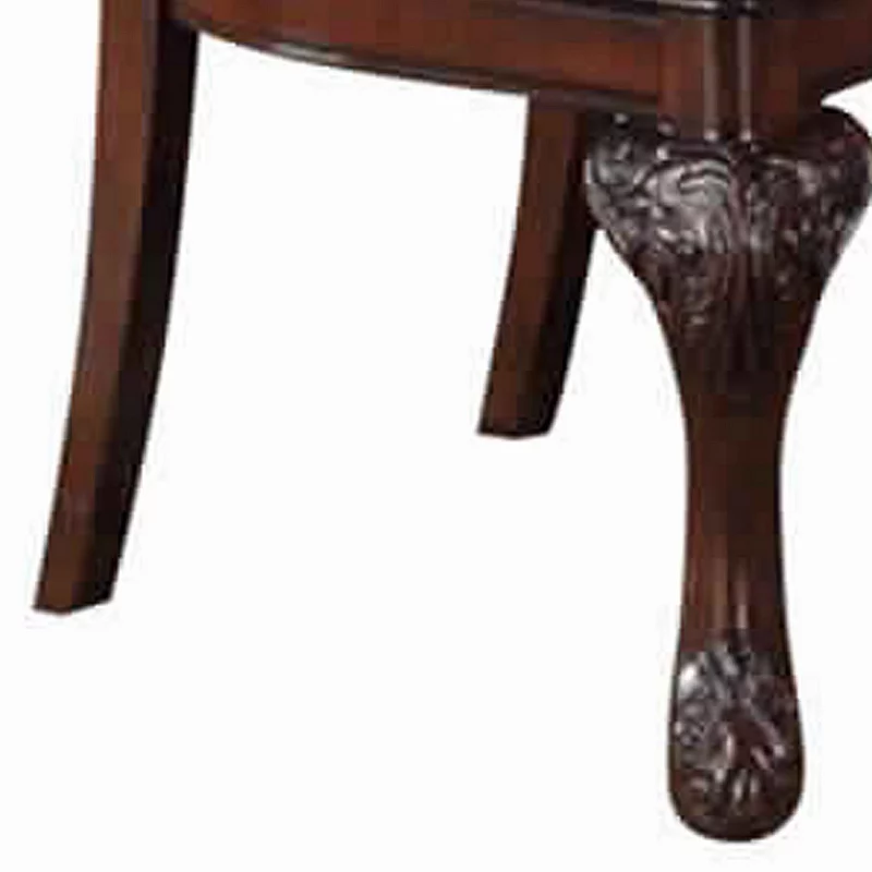 Traditional Rubber Wood Dining Chair With Faux Leather Upholstery ， Set Of 2，Brown