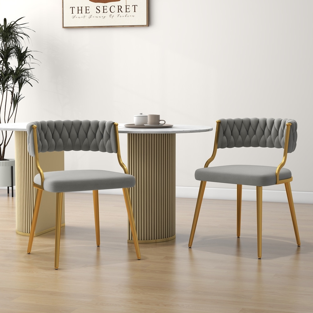 2PACK Upholstered Dining Chairs with Woven Back