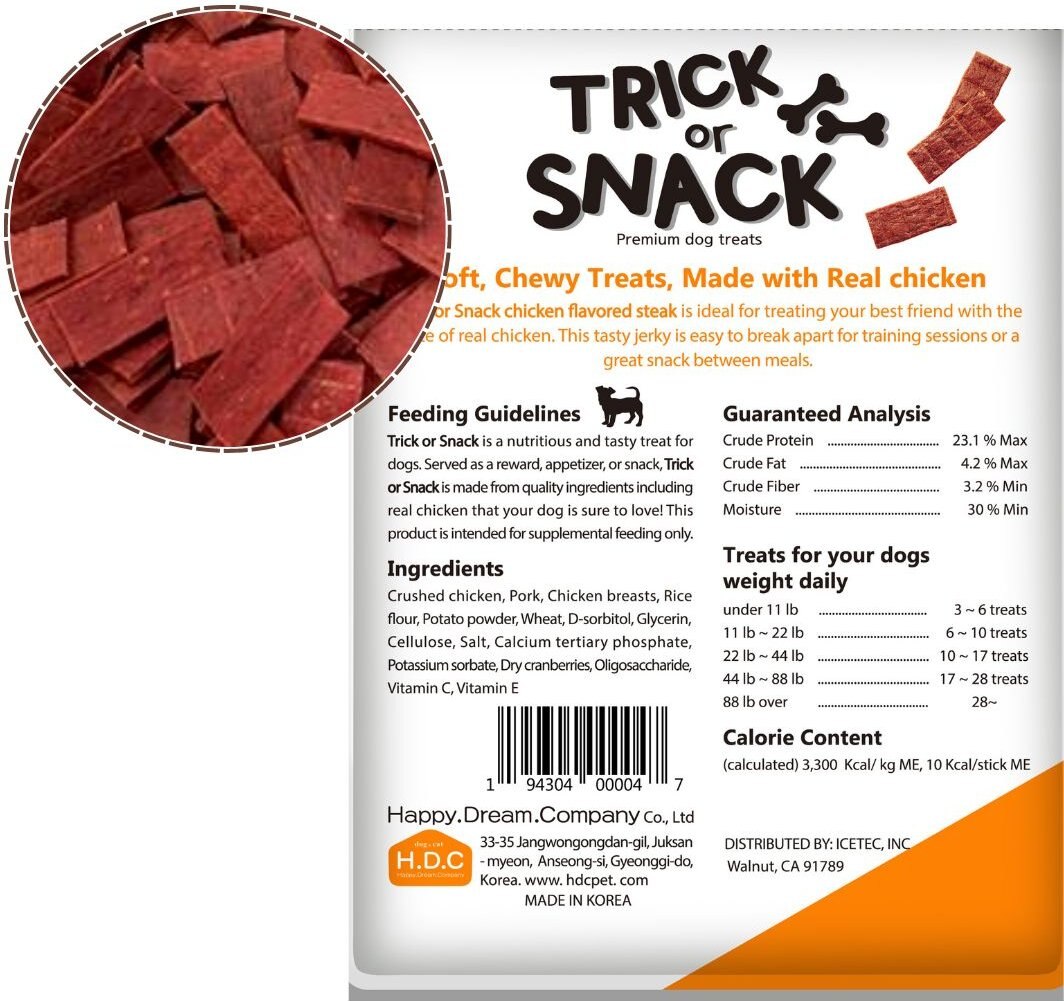 Trick or Snack Chicken and Cranberry Flavored Steak Dog Treats， 1-lb bag