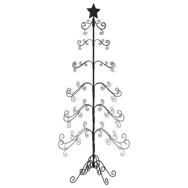 vidaXL Christmas Tree Modern Metal Ornament Tree Stand for Decoration Black