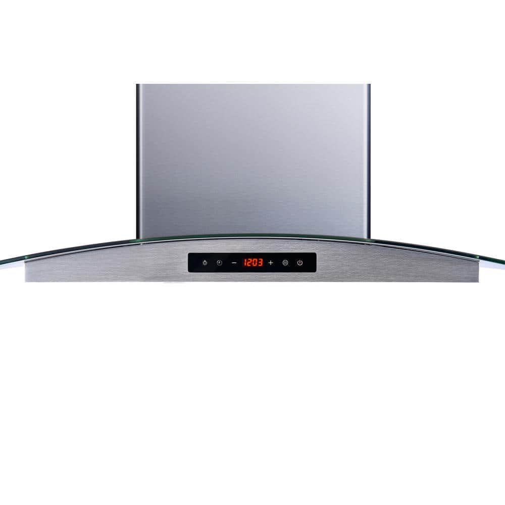 Winflo 36 in Convertible Island Mount Range Hood in Stainless Steel and Glass with Touch Control Baffle and Carbon Filters