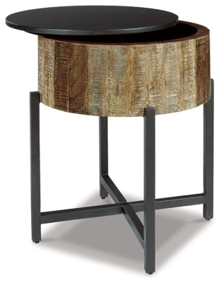 Signature Design by Ashley Nashbryn Rustic Round End Table, Gray & Brown