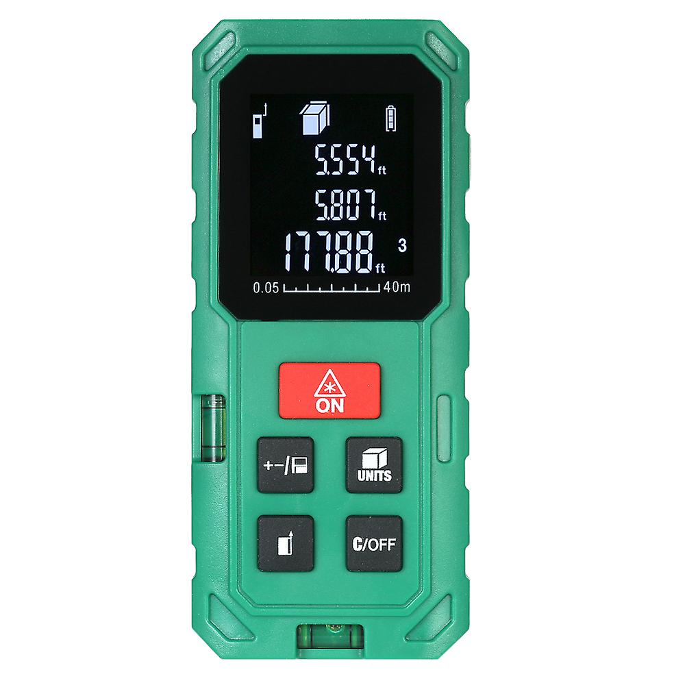 40m Portable Handheld Digital Laser Distance Meter High Precision Range Finder Length Area Volume Measurement 20 Group Data Storage With Vtn Lcd Green