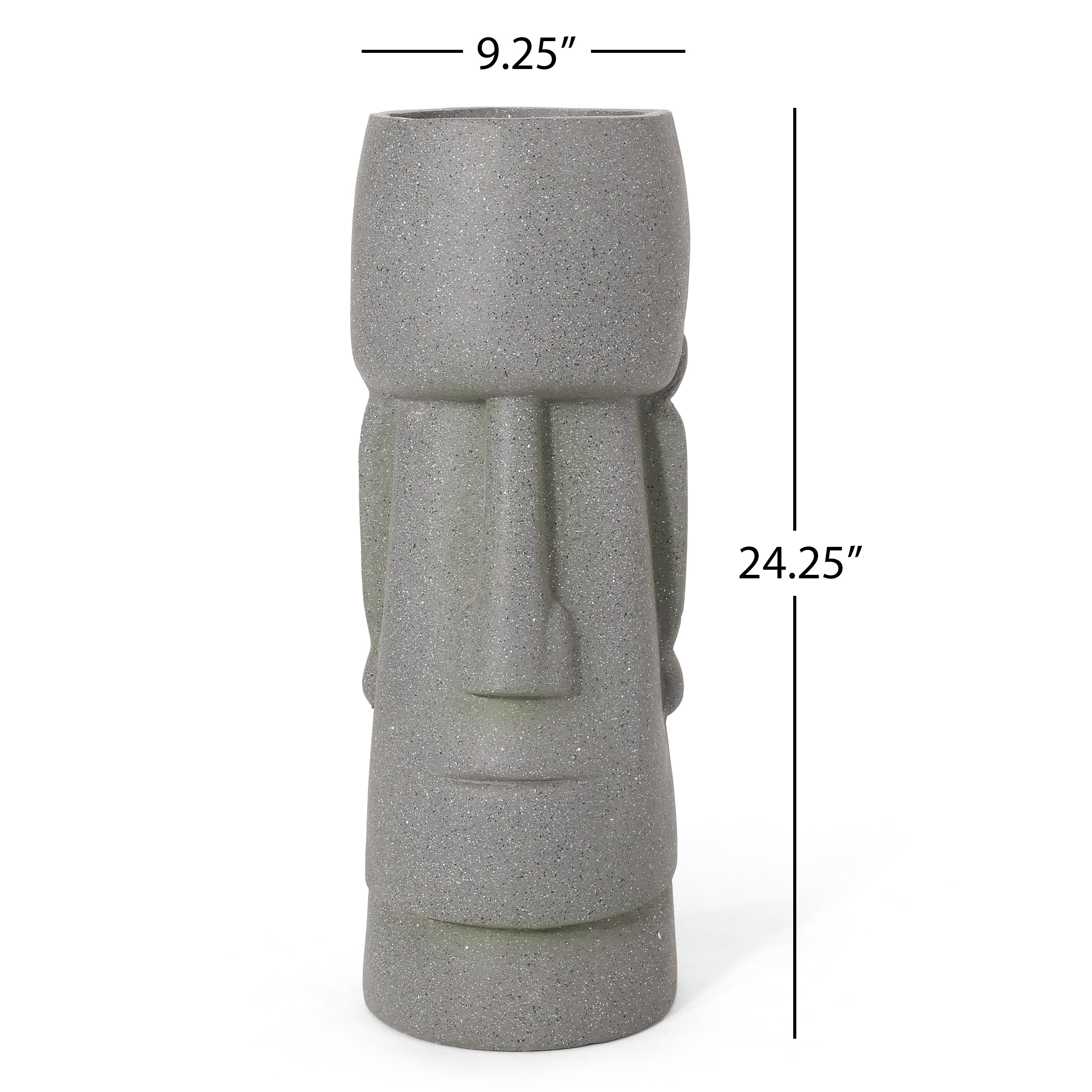 Harrod Outdoor Easter Island Statue Decorative Planter, Stone Gray