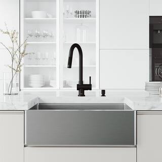 VIGO Gramercy Single Handle Pull-Down Spout Kitchen Faucet Set with Soap Dispenser in Matte Black VG02008MBK6