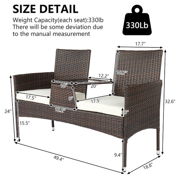 Patio PE Wicker Loveseat Chair with Cushions