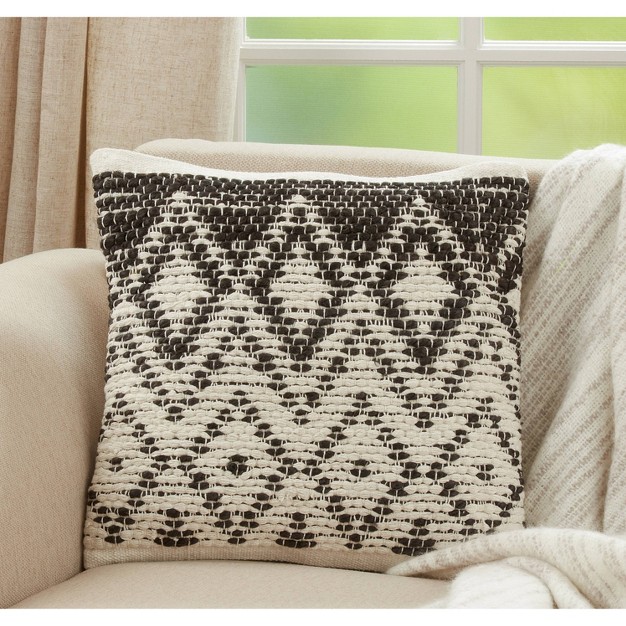 Diamond Design Woven Square Pillow Cover Saro Lifestyle