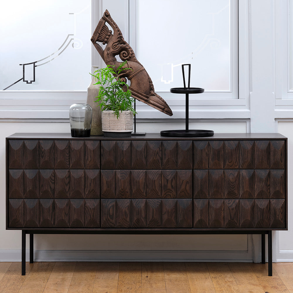 LATINA Sideboard Buffet 1.6M -  Dark Brown & Black