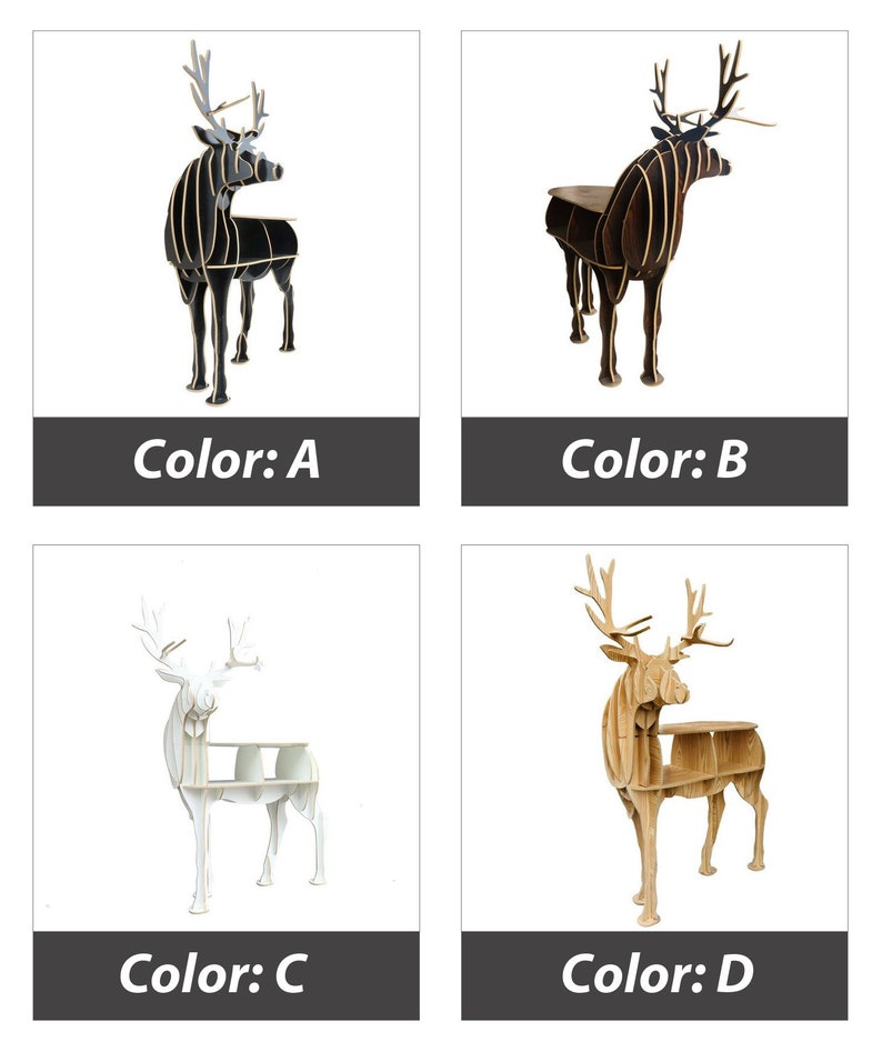 🌲FSC Certification🌲-Wooden craft bookshelf deer table