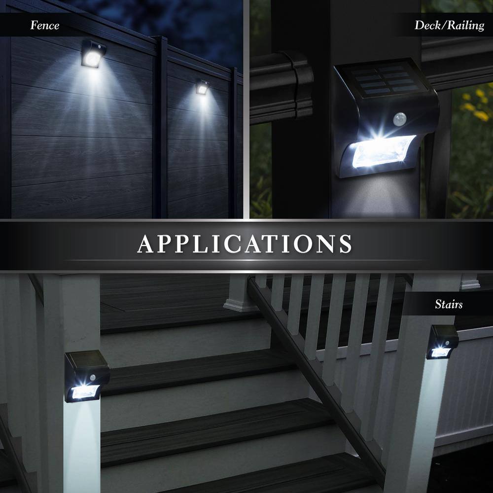 CLASSY CAPS 4 in. x 4 in. Solar Battery Black Integrated LED Motion Sensing Deck Post Light (2-Pack) SL133