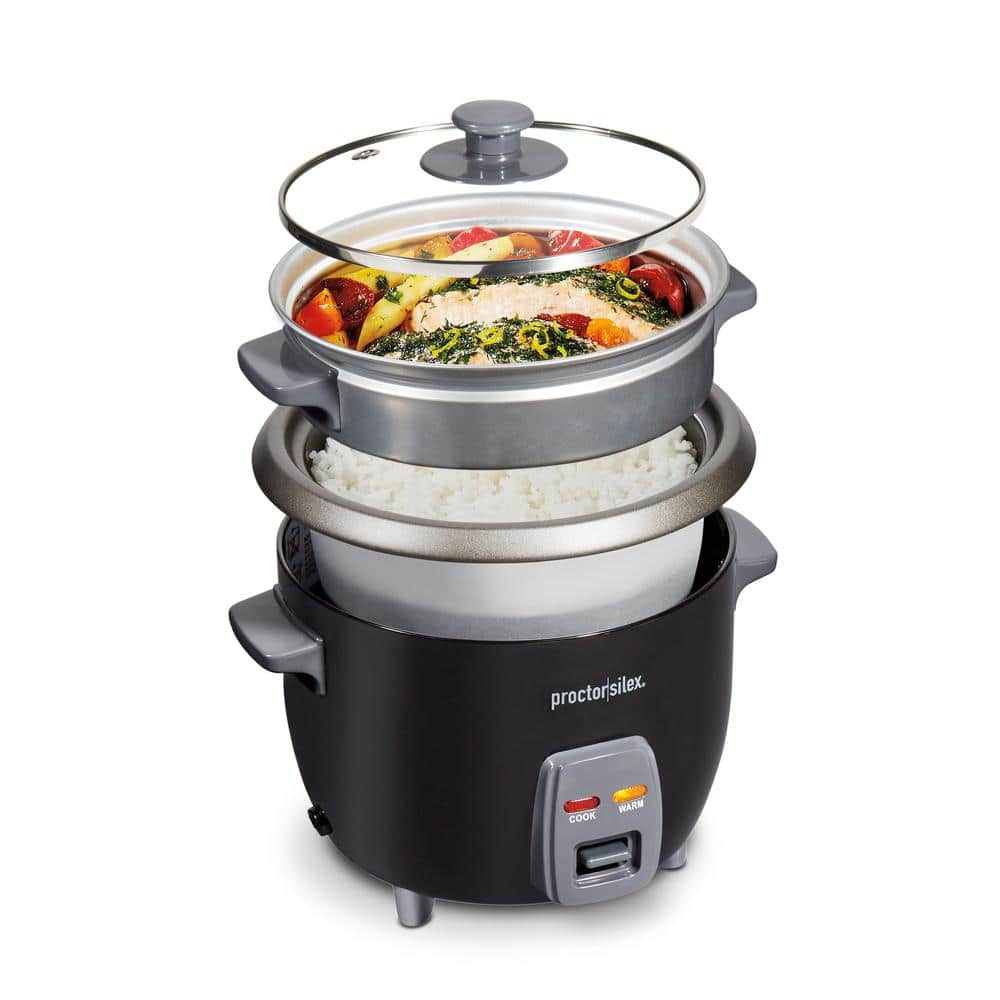 Proctor Silex 6-Cup Black Rice Cooker with Steamer 37510