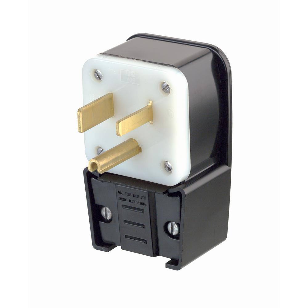 Leviton 50 Amp 250-Volt Straight Blade Grounding Angle Plug BlackWhite 9650-P