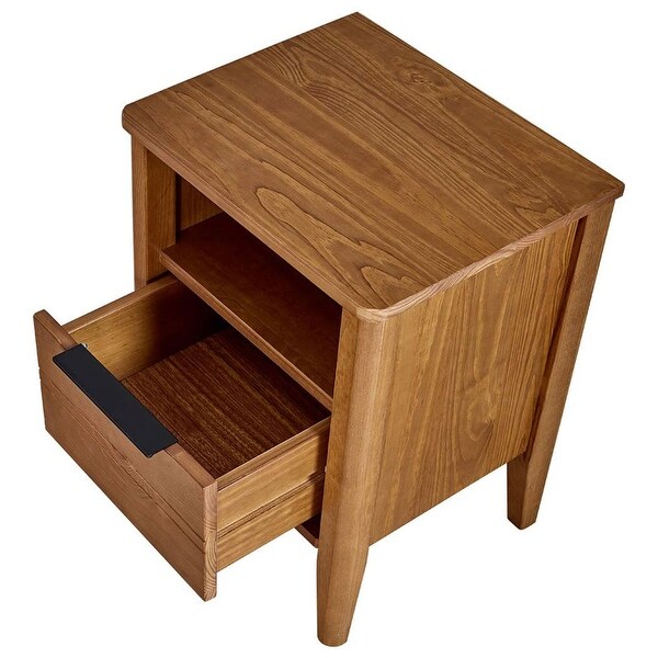 MUSEHOMEINC California Classic 1 Drawer Wooden Nightstand End Table， Honey Brown - 19.40