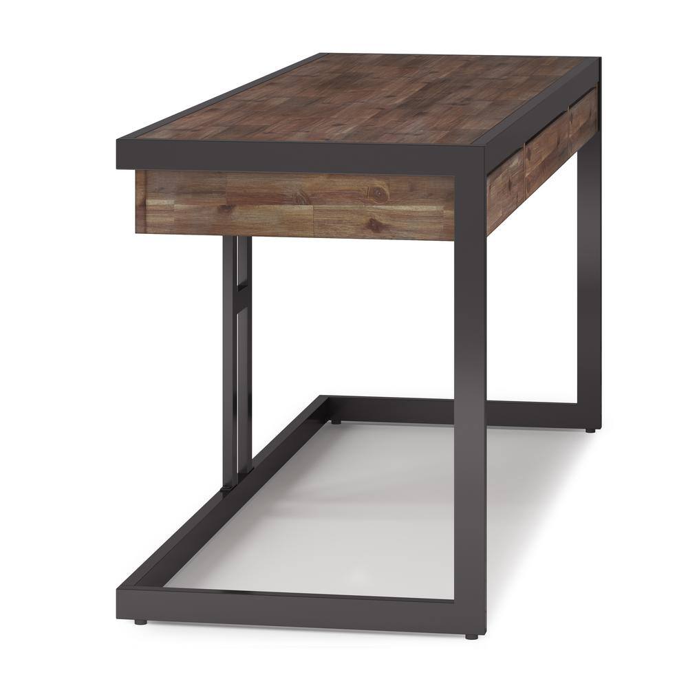 Simpli Home Erina Solid ACACIA Wood Industrial 72 in. Wide Large Desk in Rustic Natural Aged Brown AXCERN52-RNAB