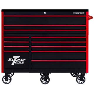 Extreme Tools RX 55 in. 12-Drawer Roller Cabinet Tool Chest in Black with Gloss Red Handles and Trim RX552512RCBKRDX