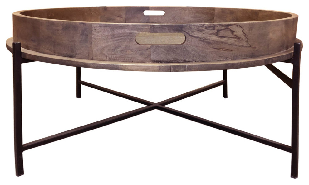 Barrel Top Coffee Table   Industrial   Coffee Tables   by Primitive Collections  Houzz