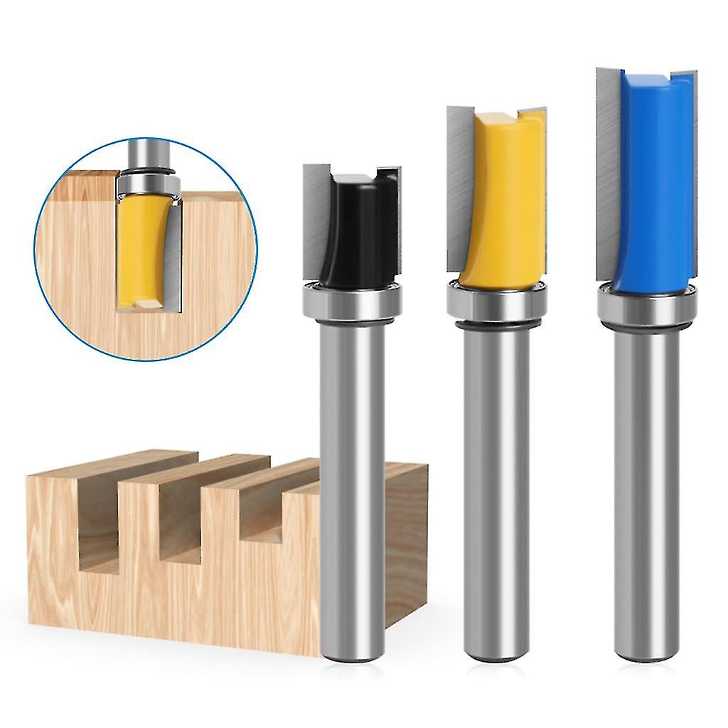 3pcs 8mm Carbide Mills With Top Bearings， Strong Profile Mills For Flat Carbide Milling Woodworking Diy Cuts