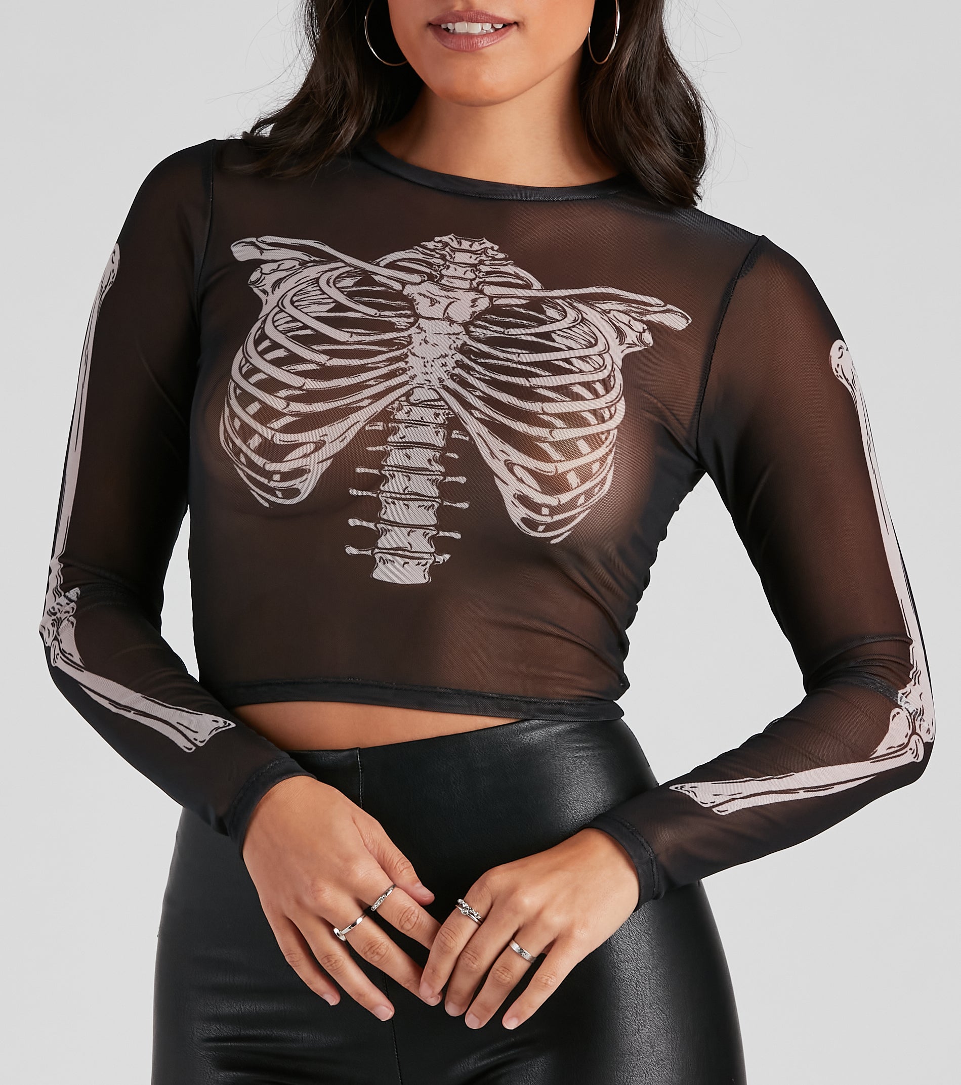 Sultry Skeleton Mesh Crop Top