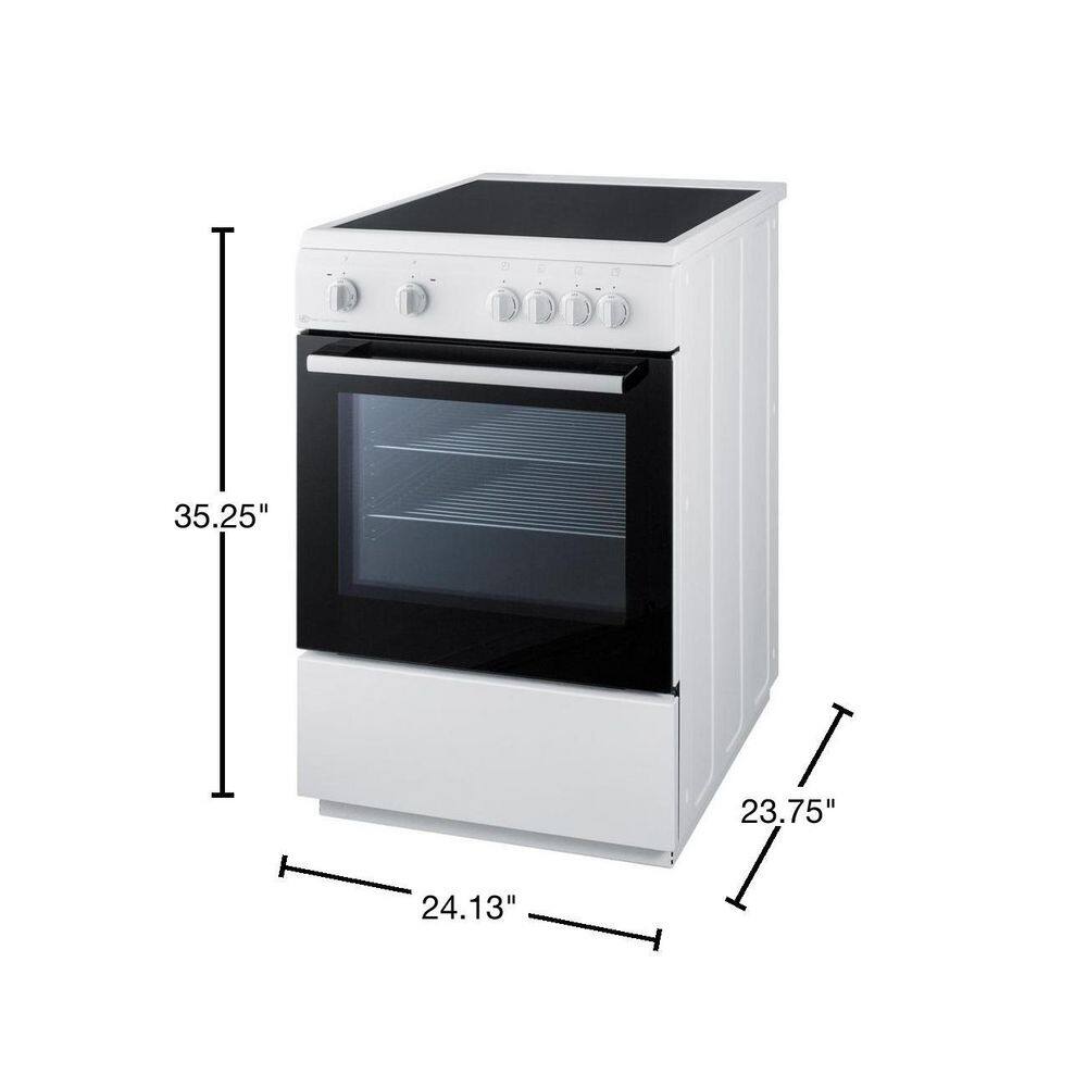 Summit Appliance 24 in. 2.4 cu. ft. Slide-In Electric Range in White and Black CLRE24WH