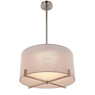 SMRTLite by NBG HOME 35-Watt Brushed Nickel Integrated LED Pendant with Fabric Shade DS18769