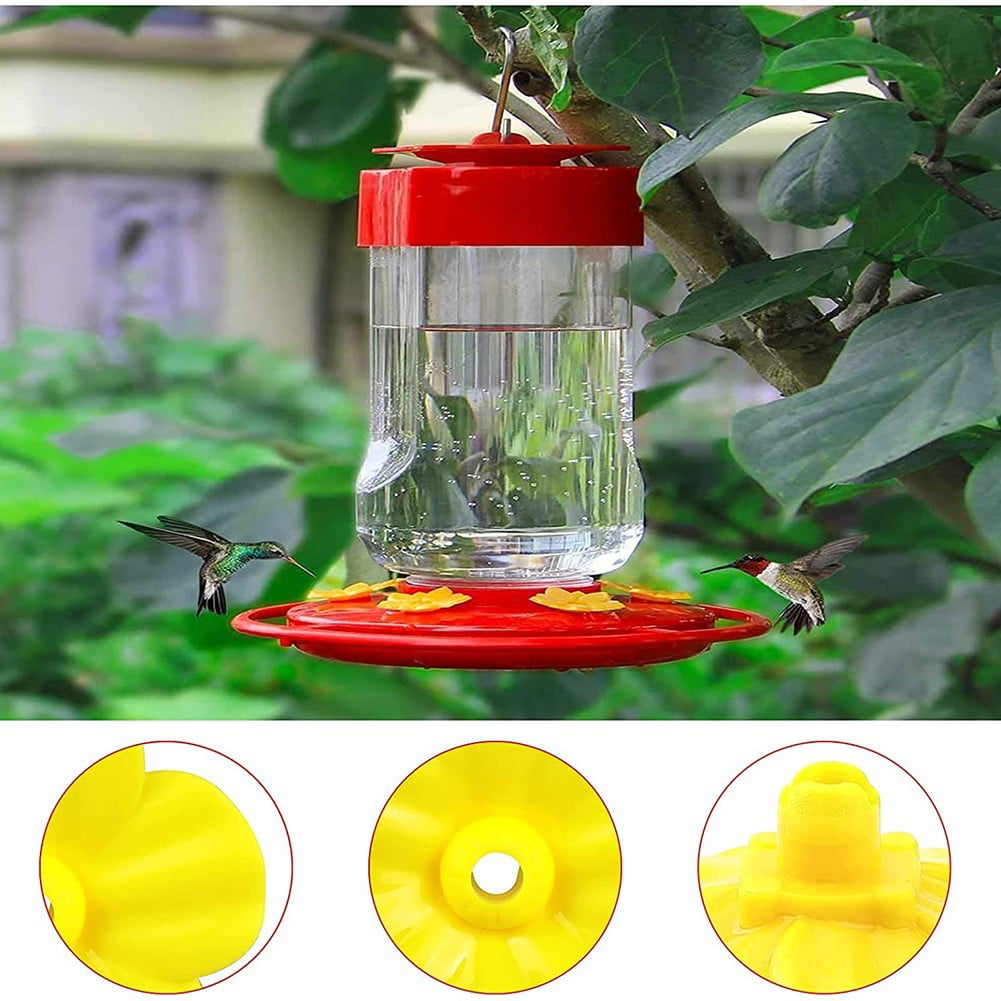 20pcs Hummingbird Feeder Flower With Cleaning Brush， Yellow Feeder Part