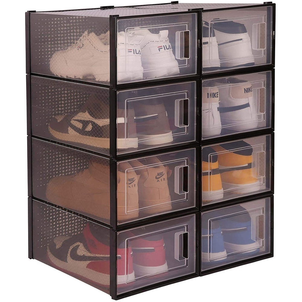 Foldable Shoe Box  Shoe Storage Box  8 Pack  Shoe Boxes Shoe Organizer