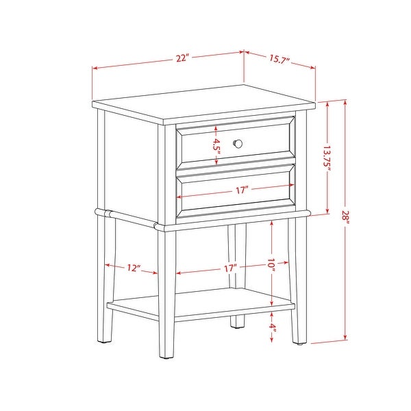 Wood Night Stand with 2 Wood Drawers for Bedroom - Stable and Sturdy Constructed (Finish Options Available)