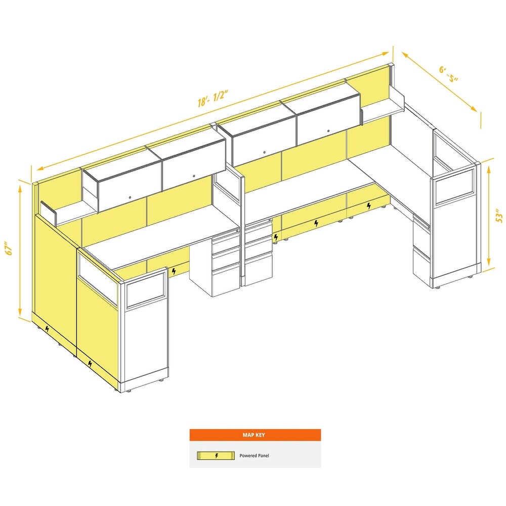 Modular Office Workstations 53 67H 2pack Bullpen Powered Cubicles