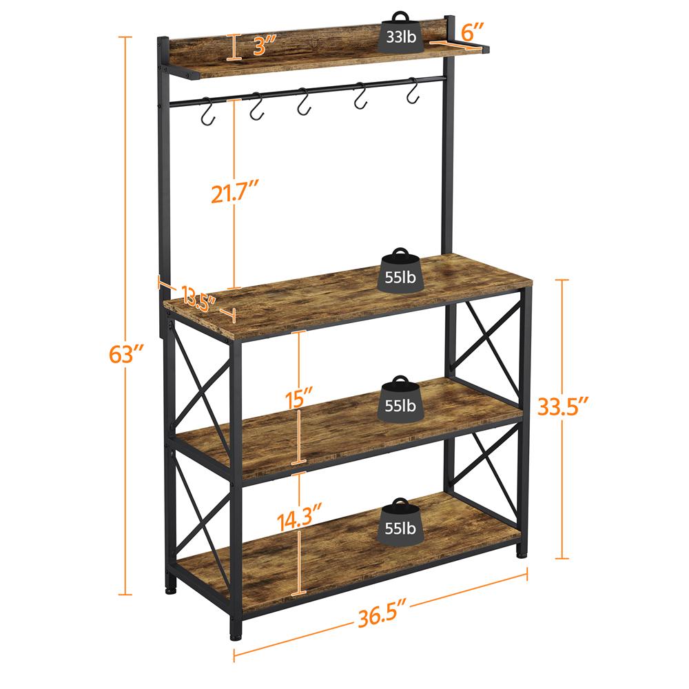 Easyfashion Kitchen Baker8217s Rack Storage Shelf Microwave Oven Stand Rustic Brown  Crowdfused