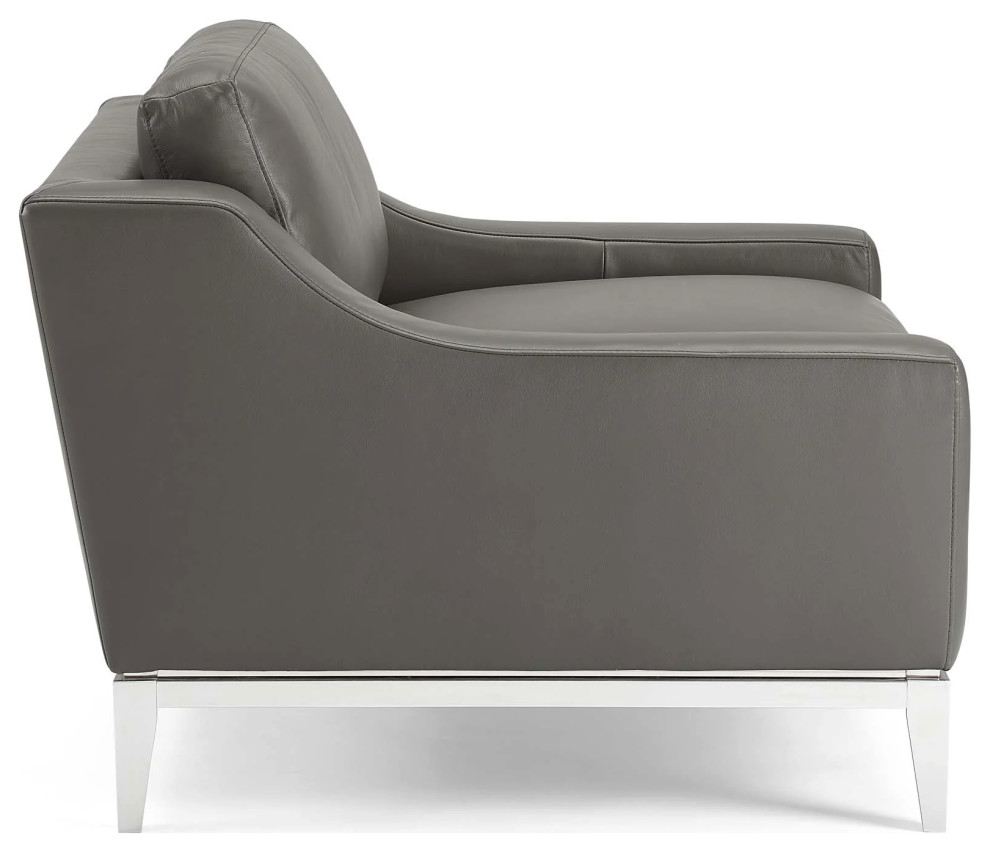 Milo Gray Stainless Steel Base Leather Armchair   Contemporary   Armchairs And Accent Chairs   by V.S.D Furniture  Houzz