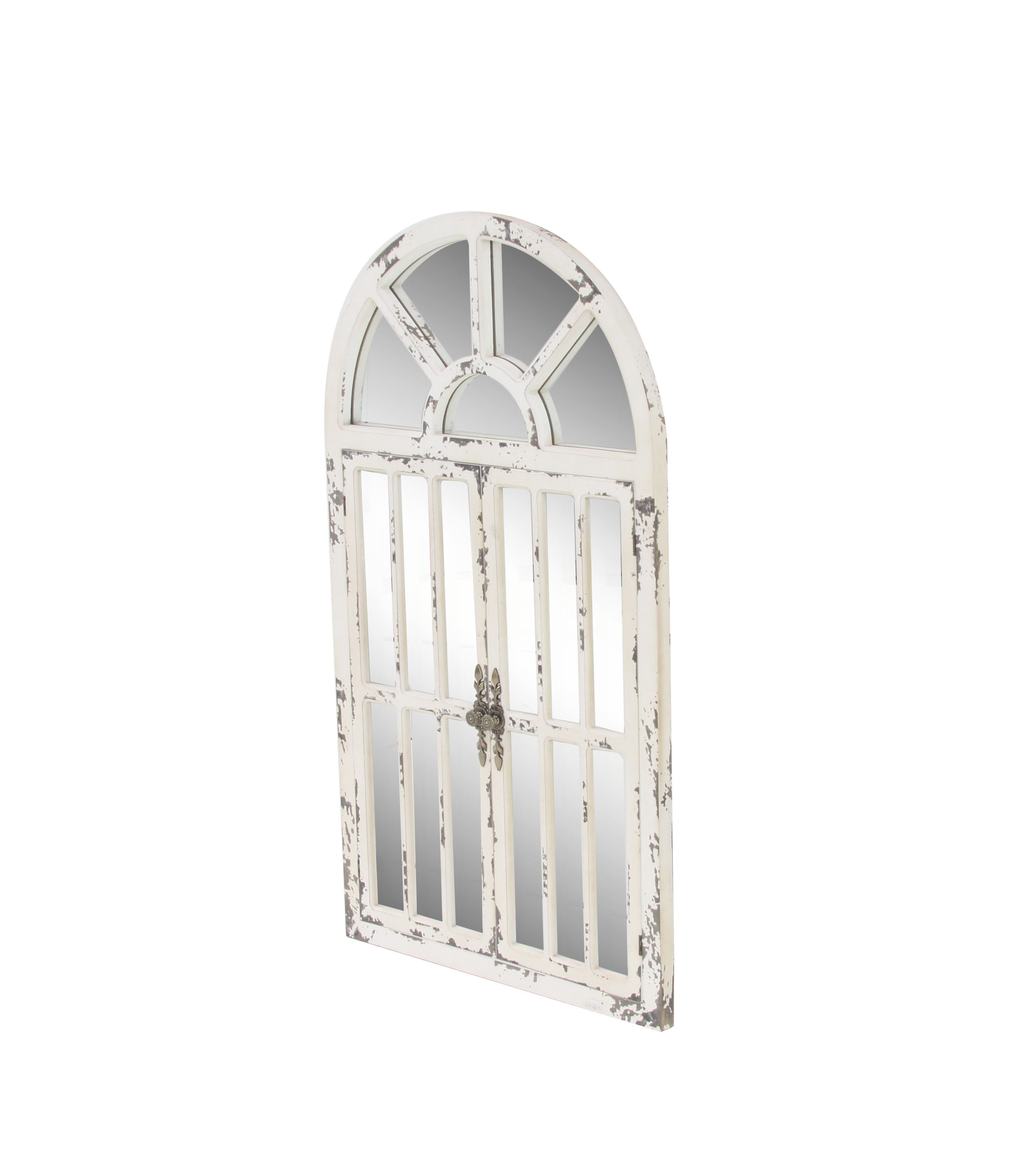 White Vintage Wood Wall Mirror 46 x 26