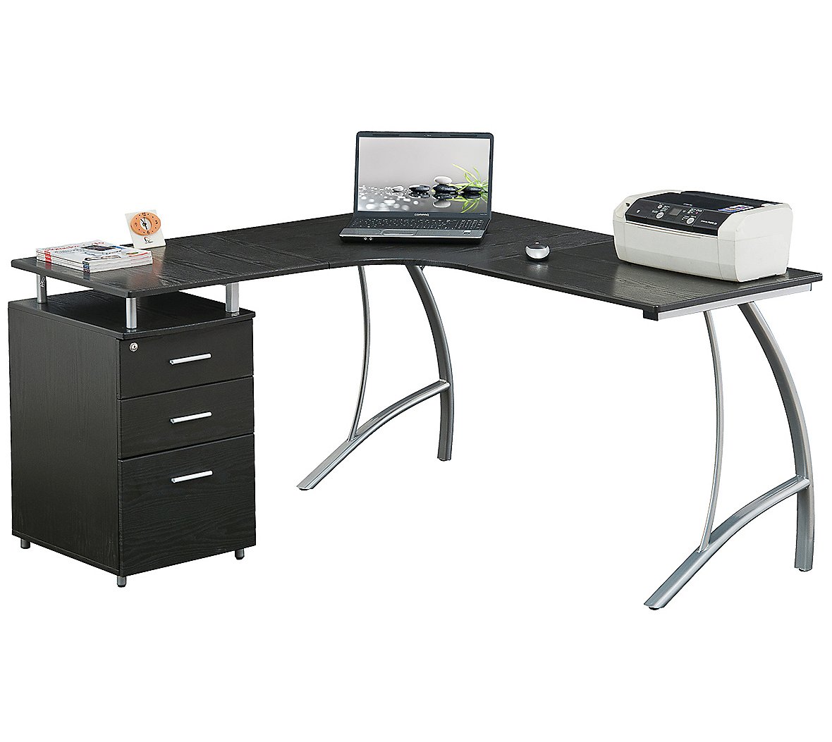 Techni Mobili L-Shaped Computer Desk w  File Cabinet