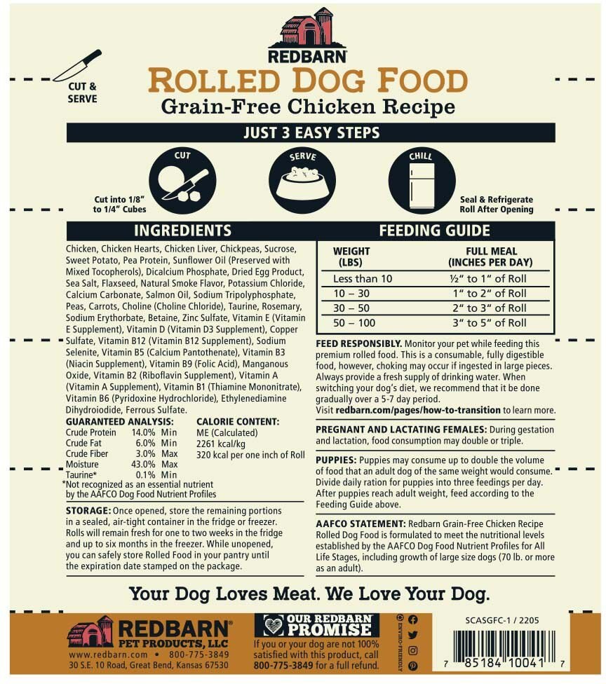 Redbarn Naturals Grain-Free Chicken Recipe Dog Food Roll