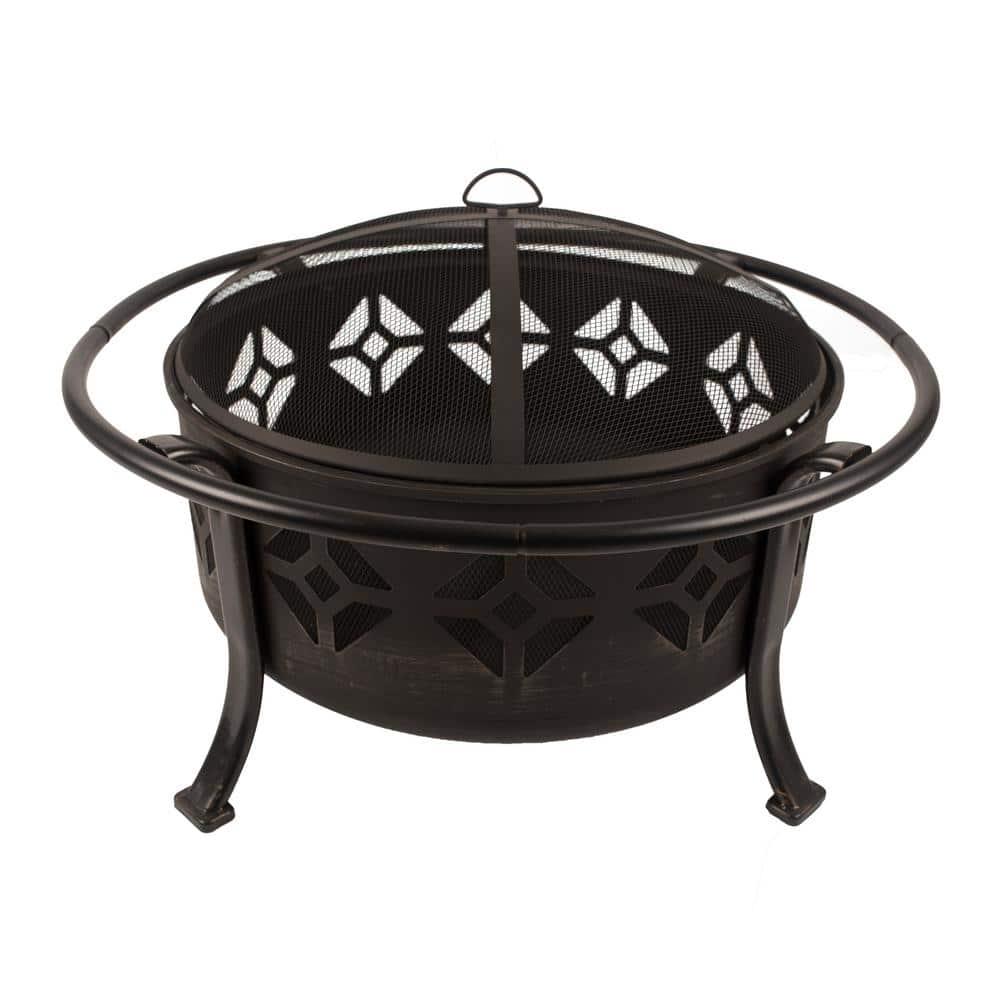 Pleasant Hearth Sunderland Deep Bowl 36 in x 23 in Square Steel Wood Fire Pit in Bronze