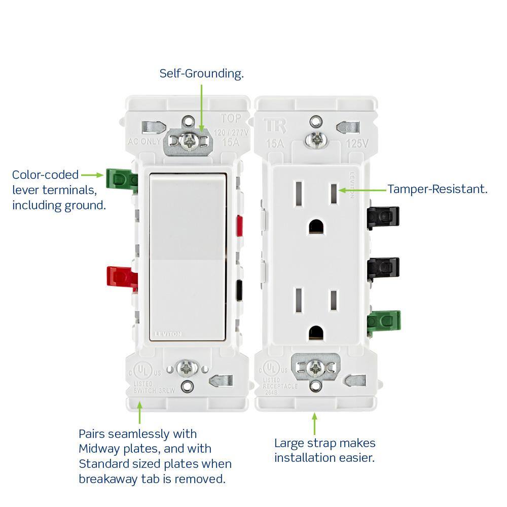 Leviton Decora Edge 15 Amp 3-Way Switch 10-Pack White M02-E5603-0MW