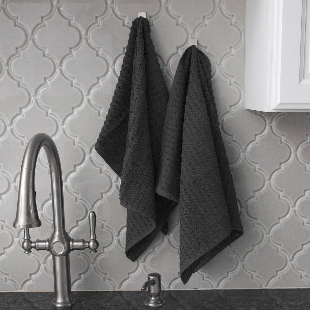 Royale Solid Graphite Cotton Kitchen Towels (Set of 2)