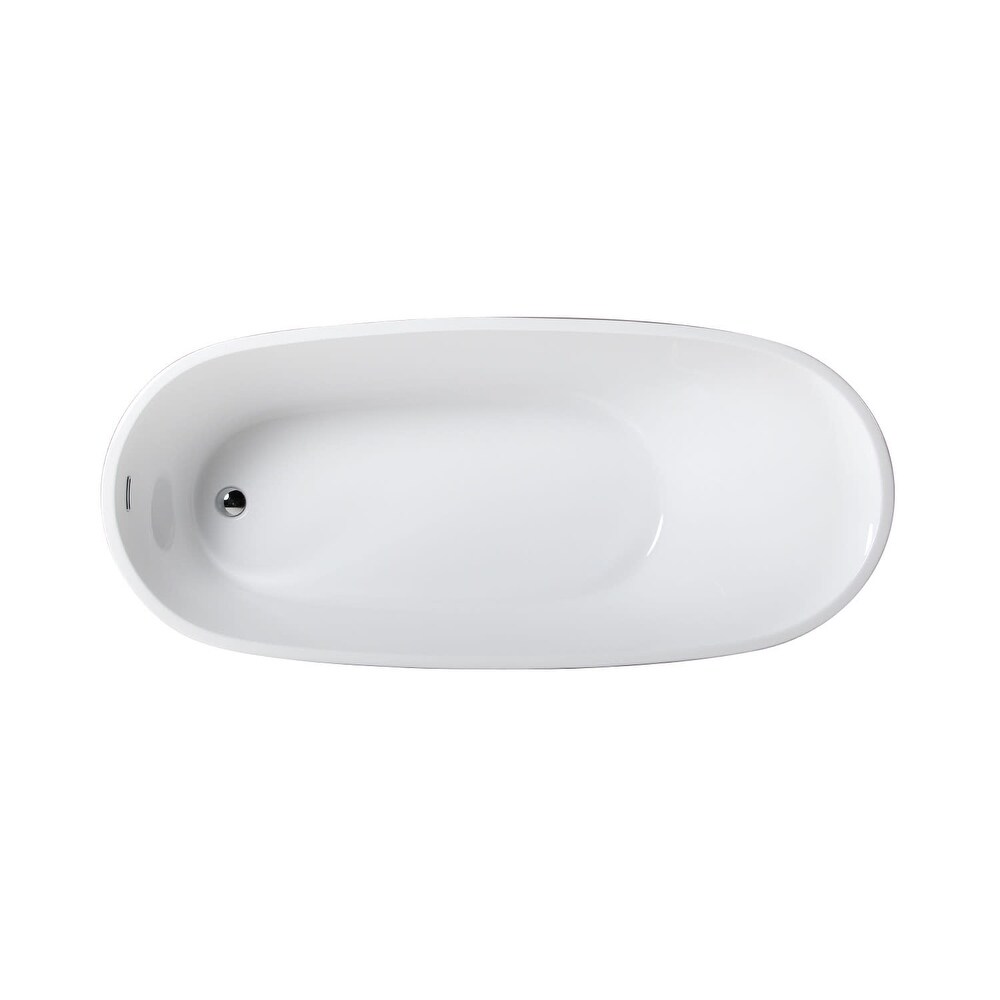 Aqua Eden 72 Inch Acrylic Freestanding Tub with Drain in Glossy White