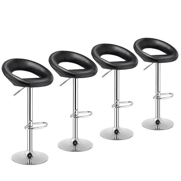 Gymax Set of 4 Adjustable Bar Stools Swivel Pub Chairs Barstools PU - See Details