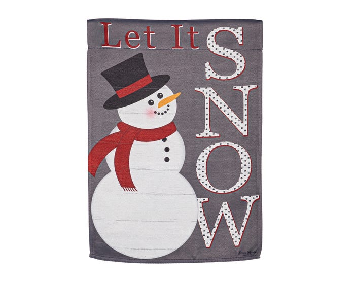 Evergreen Rustic Let it Snow Suede Garden Flag  - 14S10625