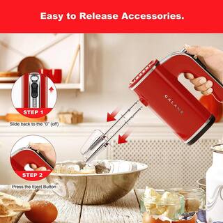 Galanz 5 Speed 150-Watts Retro Hand Mixer with Storage Base in Hot Rod Red 985120367M