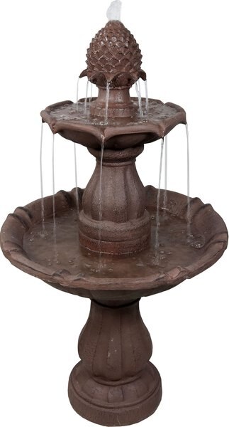 Sunnydaze Decor 2-Tier Curved Plinth Outdoor Water Fountain