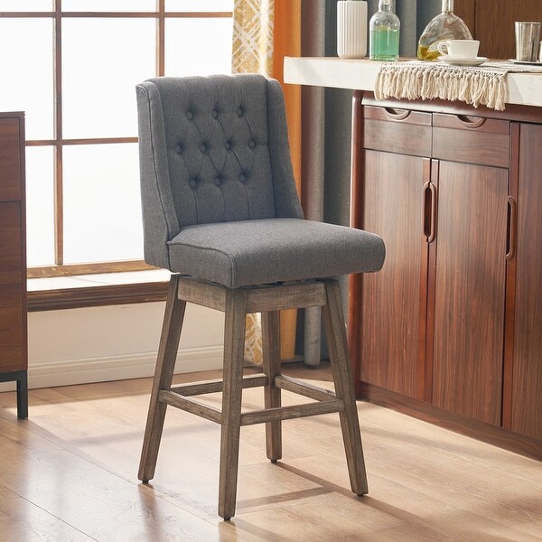 Solid Wood Legs Backrest Pull Point Trapezoidal Bar Stool - N/A