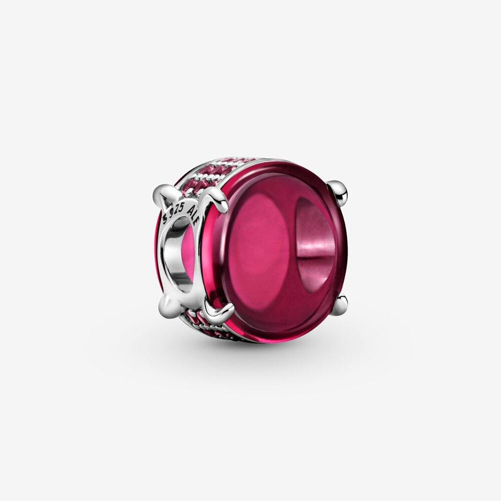 PANDORA  Fuchsia Rose Oval Cabochon Charm