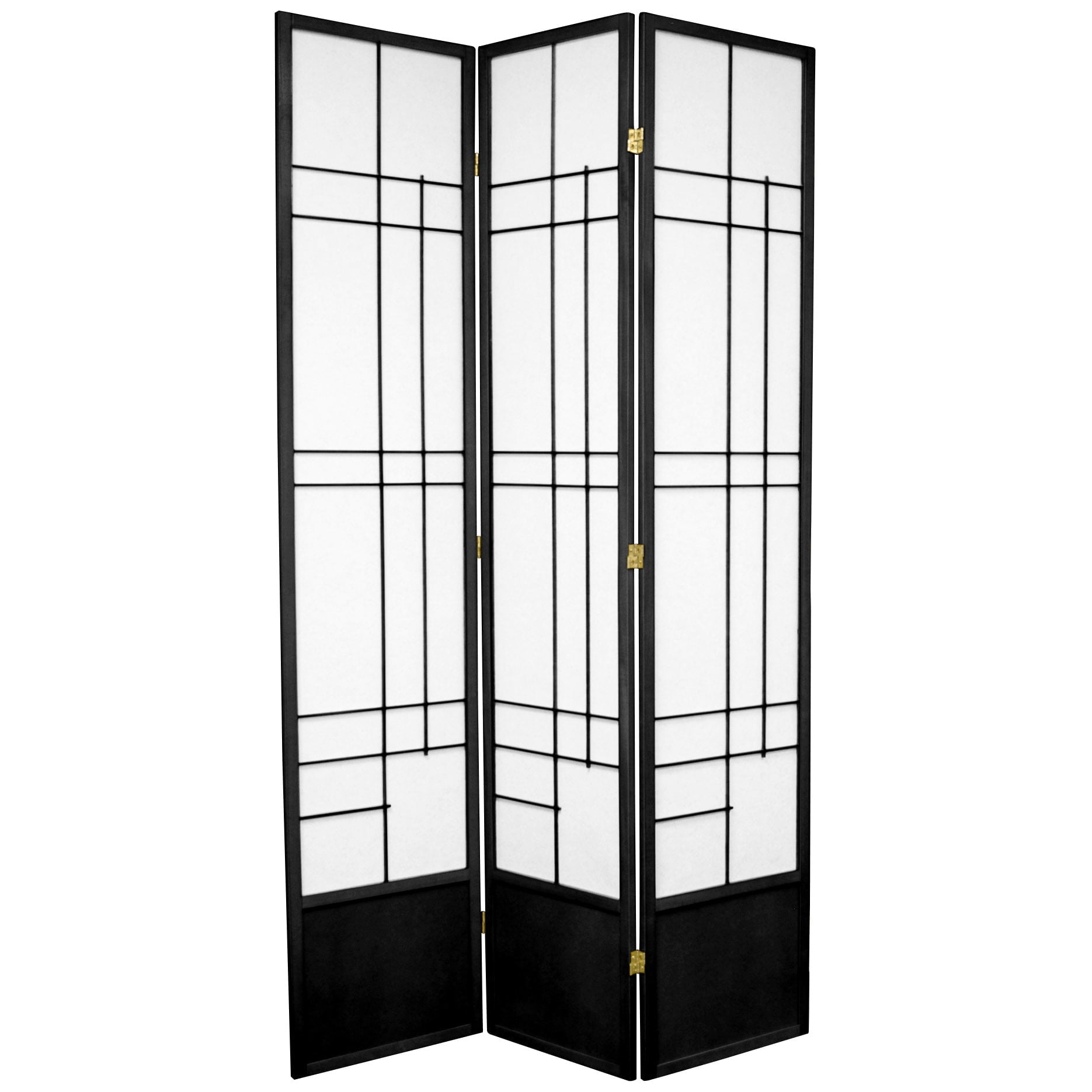 Oriental Furniture 7 ft. Tall Eudes Shoji Screen - Black - 3 Panel