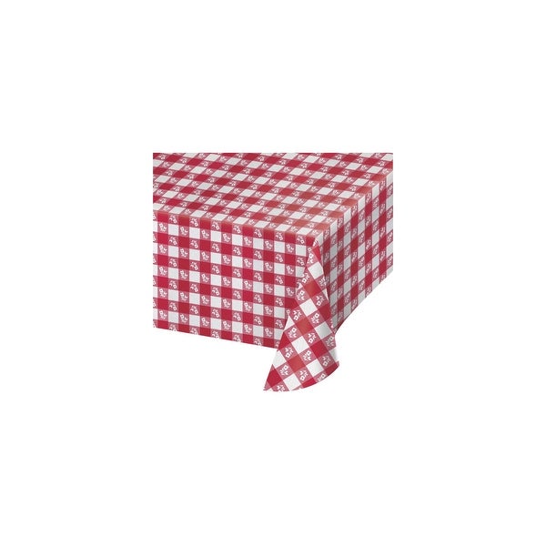 12 Red White Gingham Plastic Banquet Party Table Covers 108