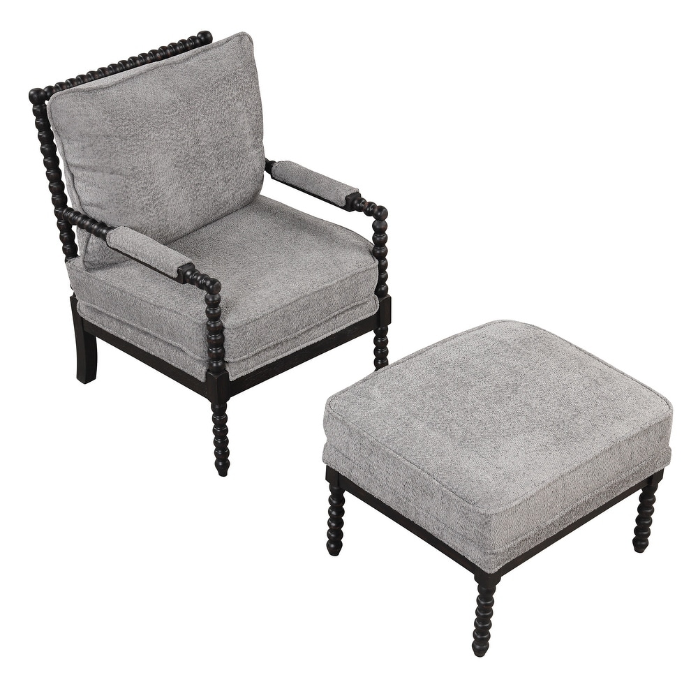 Tufted Velvet Accent Chair with Ottoman Lounge Chair Reading Chair